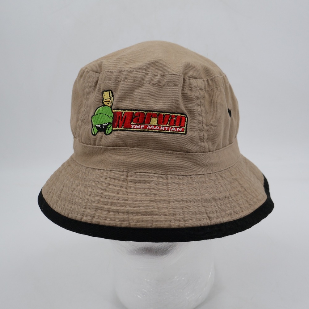 Looney Tunes Marvin the Martian Bucket Hat OSFA Tan 1999 Vintage Fresh Caps